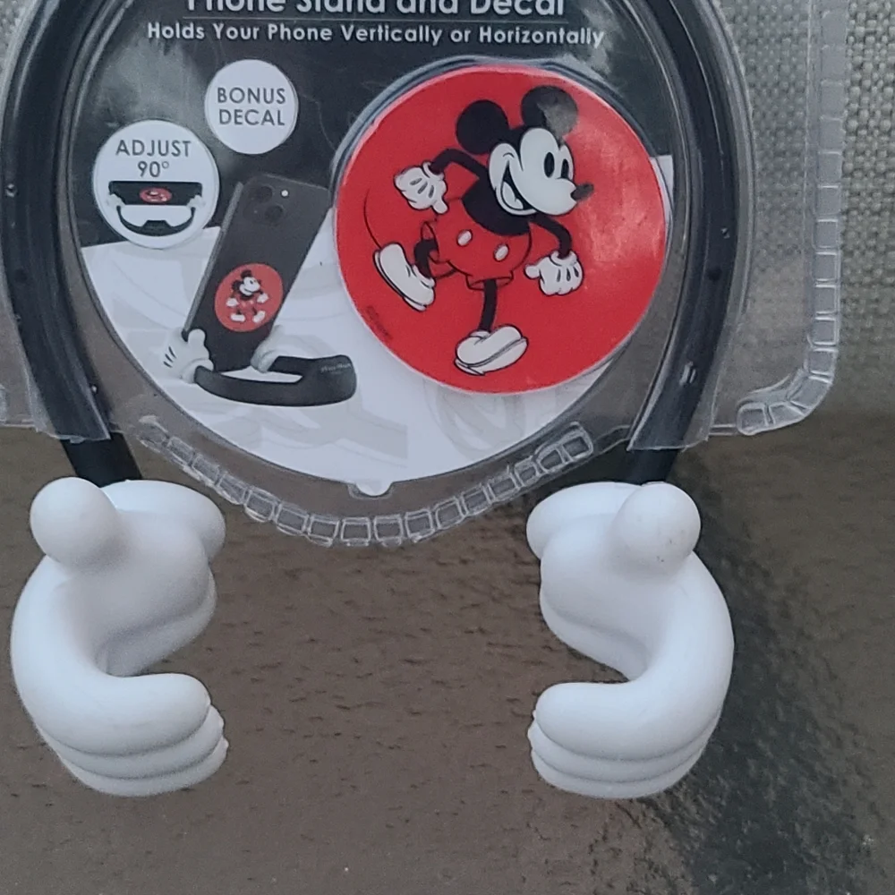 Disney Mickey Mouse Cell Phone Stand And Decal Holds Phone Horizontal/Vertical
